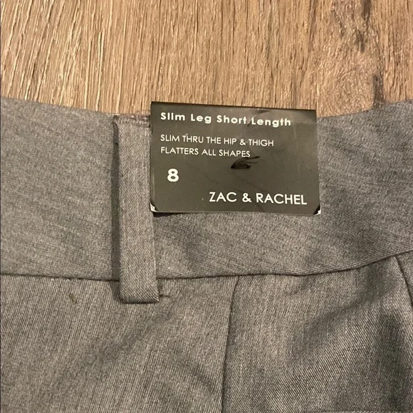 Zac & Rachel Slim Leg Short Length Solid Dress Pants Grey 8 NWT - Picture 6 of 8